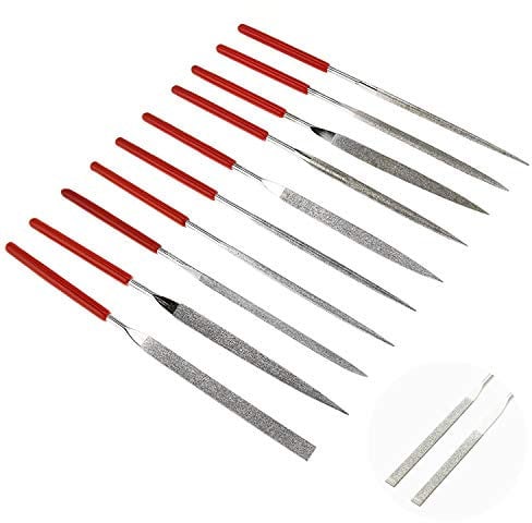 KALIM 10Pcs Mini Diamond Needle File Set 6 Inch Total Length 150 Grit Diamond File(Usable File Length:2-3/4 Inch)