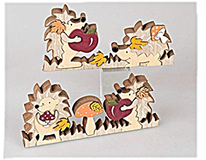 Formano Dekoration Herbst Haloween 23cm Figur Igelfreunde 1 Stück sortiert cremefarbenes Holz