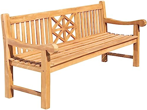 CLP Teak-Gartenbank Florida I Sitzbank Mit Ergonomischer Sitzfläche Aus Vollholz I Sitzhöhe: 44 cm, Farbe:Teak, Größe:220 cm
