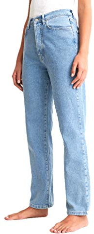 NA-KD Kad?n Straight High Waist Jeans, Aç?k mavi, 36 EU