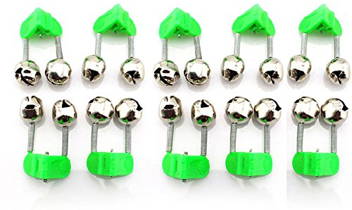 USIRIY Angel Klingel, 10 Pcs Twin Glocken Angelgerät Bissanzeiger Angeln Glocke Grundangeln Zubehör, Bissanzeiger für Angler