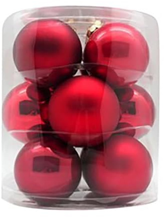 feiermeier Inge Glas Weihnachtskugeln in ROT Ruby Red Ø8cm 9 Stück für Weihnachten, Weihnachtsbaum