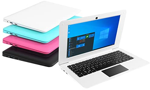 Bigmachine Computer Laptop Mini 10,1 Zoll 32 GB Windows 10 ultradünnes und leichtes Netbook Quad Core PC HDMI USB Webcam Netflix YouTube QWERTZ Layout (Weiß)