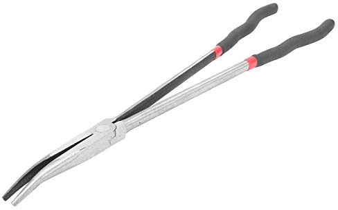 Extra Lange Spitzzange 25°,Zangen,Clip-Werkzeuge Gebogene Spitzzange Gebogen,Langstieliger Werkzeugstahl Hochtemperatur-Abschreckklemme 16 Zoll 400 Mm Zange mit Verlängertem Griff,Gebogene Spitzzange