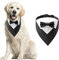 HACRAHO Formales Hunde-Smoking-Bandana, 1 STÜCK Hund Tuxedo Baumwolle Bandana Hundehalsband Mit Fliege Und Krawatte Für Große Und Übergroße Hunde, L