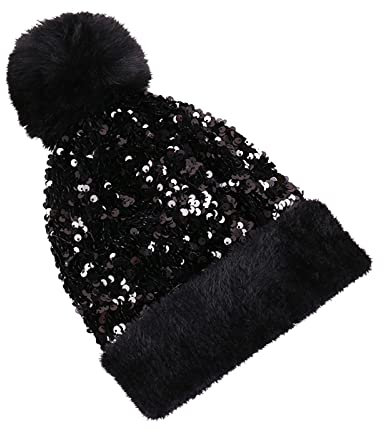 Generic Strickmütze Damen Zopfmuster, Beanie Mütze mit Kunstfell Bommel Abnehmbar, Warme Wintermütze mit Fleece Innenfutter