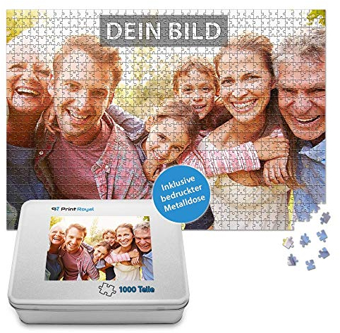 Foto-Puzzle 24-1000 Teile in inkl. hochwertiger Metalldose - mit eigenem Foto Bedrucken - Puzzle selber gestalten - 1000 Teile in Metalldose