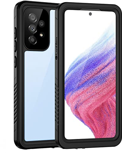 Focusor Kompatibel mit Samsung Galaxy A53 5G Hülle,IP68 Wasserdicht Schutzhülle für Samsung A53 HandyHülle 360 Stoßfest Staubdicht Schneefest Outdoor Panzerhülle mit Eingebautem Displayschutz,Schwarz