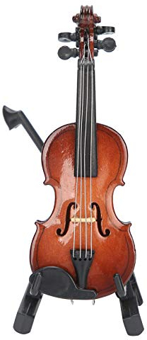 Cyrank Mini Violine Miniatur, Violine Modell Musikinstrument mit Halterung und Koffer, Violine Musikinstrument Basteldekorationen