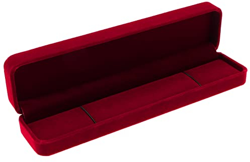 EMSea Scatola di visualizzazione per collane, rettangolare, in velluto, per collane, gioielli, organizer per gioielli, accessori decorativi per donne e ragazze, colore rosso