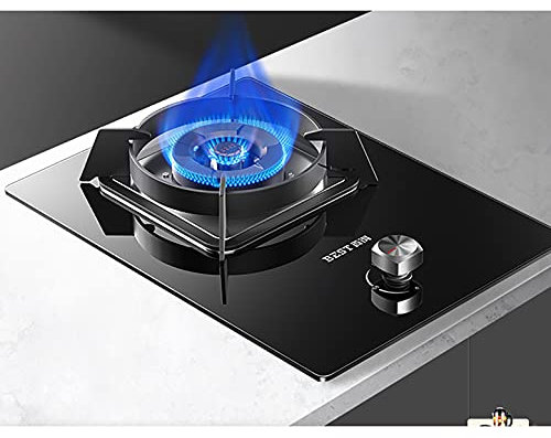IBOWZ Tables de Cuisson à Gaz Cuisinière à gaz,brûleur de Cuisine intégré pour GN/GPL,Verre Noir de 45 cm de Large,pour réchauffer,Cuisiner,bouillir,Frire,mijoter [Classe énergétique A] (Color : N