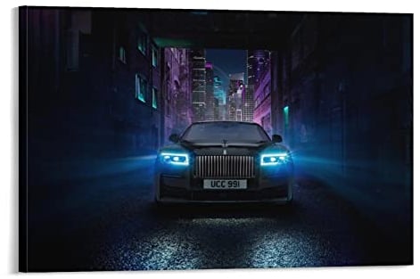 Luxus-Auto-Poster für Rolls Royce Black Badge Ghost Poster Dekorative Malerei Leinwand Wandposter und Kunstbild Druck Moderne Familie Schlafzimmer Dekor Poster 30 x 45 cm