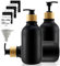 Lot de 3 distributeurs de savon en plastique noir mat - Bouteilles à pompe - 500 ml - Distributeur de shampooing avec autocollant - Funnel - Pour cuisine, salle de bain