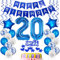 Folienballon 20. Geburtstag Dekoration Blau Tortendeko Geburtstag 20 Jahre Mann Luftballons 20 Mann Tortendeko 20. Männer ,Geburtstagsdeko 20 Jahre Happy Birthday 20 deko
