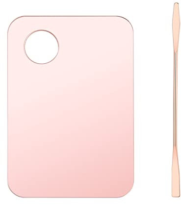 Makeup Mixing Palette, Stainless Steel Professional Makeup Palette Cosmetic Artist Blending Palettes with Spatula Tool for Mixing Foundation Eyeshadow, Nail Art Palette Pink