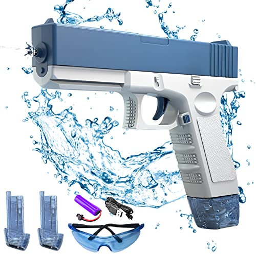Pistolet a Eau Electrique, Pistolets À Eau Automatiques, Jusqu'à 32 ft range, pistolet a eau 434 CC + 58 CC Grande Capacité Pulvérisateur d'eau Le Plus Puissant, pour Jeux d Eau, Piscine, Plage (Bleu)