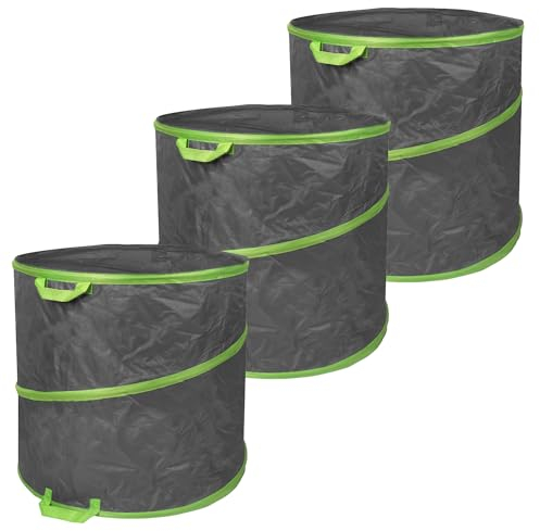 Schramm® 3 Stück Pop-Up Gartensäcke wählbar 85, 160 oder 280 Liter dunkelgrau sehr stabiles Polyester selbst aufstellend Gartensäcke Pop UP Garten Sack Säcke Big Bag, Größe:3 x 280 Liter