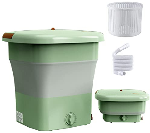 MKYOKO Machine a Laver Portable, Pliable, Mini Lave Linge, pour Camping, Camping-Car, Voyage, Petits Espaces (Color : Green)