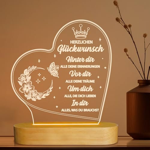 OkiyiD Geburtstag Frau Mann, Geburtstagsgeschenke - Acryl Nachtlicht Geschenke Deko, Geburtstag für Vater, Mutter, Freunde, Ehemann, Ehefrau, Geburtstagsgeschenkideen (Alles Gute zum Geburtstag)