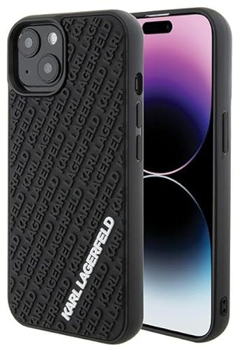 Karl Lagerfeld KLHCP15S3DMKRLK Hülle für iPhone 15 6.1 Schwarz hardcase 3D Rubber Multi Logo