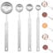 4 PACK Long Handle Measuring Spoons Stainless Steel Metal Spoon Set Stainless Steel Coffee Scoops Includes 1/4 tsp, 1/2 tsp, 1 tsp, 1 tbsp for Accurate Measure Liquid Dry Ingredients Ground Coffee