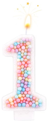 Bougie Anniversaire, 0-9 Bougie Chiffre Macaron Bougies Numériques Gâteau Scintillant Decor Mariage Anniversaire Fête (1)