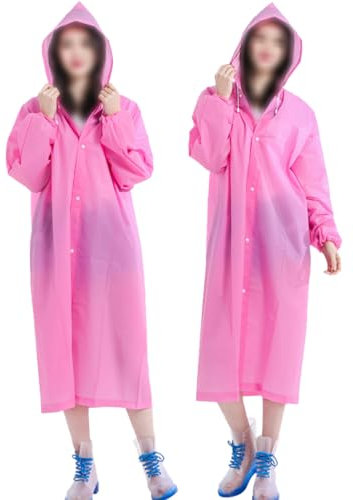 Fayemint 2 Pièces Poncho Pluie, Poncho de Pluie Imperméable, Cape Pluie avec Capuche, pour Randonnée, Camping, Voyage, Cyclisme (Rose)