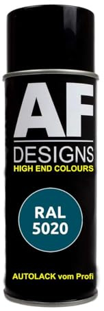 Alex Flittner Designs Spraydose RAL5020 OZEANBLAU Spraydose matt Lackspray | RAL Spraydose in 400 ml. Exaktes Farbergebniss nach RAL Norm. Leuchte Farben, Sehr schnelle Trockung und extrem lange