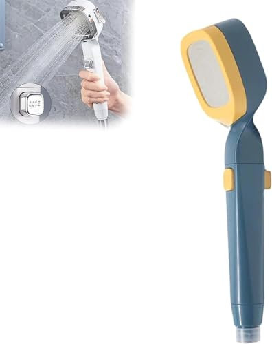 Adjustable 4-Mode Handheld Pressurized Shower Head with Pause Switch,Anti-Clog Nozzles High Pressure Shower Head with Filter,Powerful Flow Wash to Clean Tub (Dark Blue)