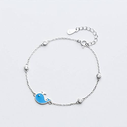 ONDIAN S925-Armband, Damenmode, blaues kleines Wal-Armband, kleines Tier-Handschmuck, S925-Armband