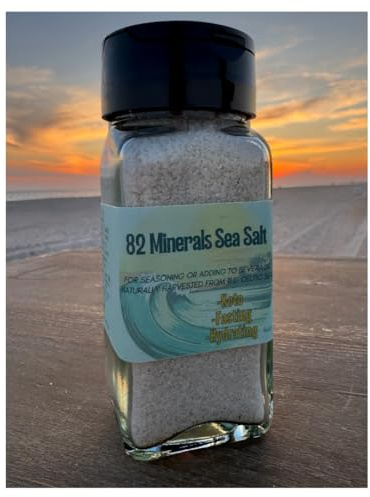 82 MInerals Sea Salt - French Celtic Style (4 oz Glass Spice Jar with Shaker Lid) (Fine Grain)