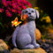 Dog Statue with Solar Butterfly Garden Ornaments Outdoor - Funny Dog Gifts for Women Mum Birthday Gift Garden Balcony Decor Living Room Waterproof Grey 19 CM