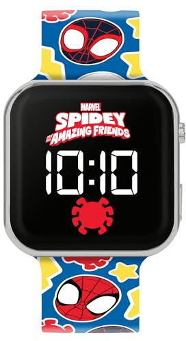 Spidey and His Amazing Friends LED-Digital-Quarzuhr mit Silikonarmband, mehrfarbig, Spider-Man
