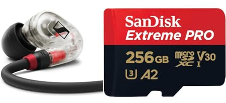 Sennheiser IE 100 PRO CLEAR Dynamische In-Ear-Hörer & SanDisk Extreme PRO microSDXC UHS-I Speicherkarte 256 GB + Adapter & RescuePRO Deluxe