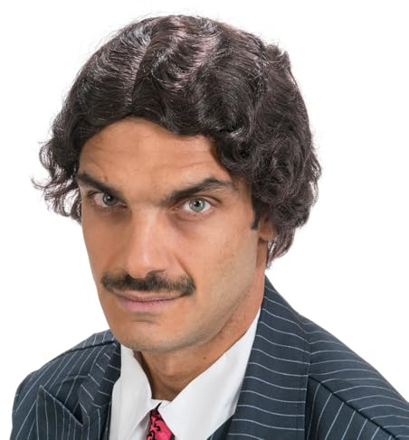 Chaks - Perücke Gomez Addams, offizielle Wednesday Kurzhaarperücke mit Wellen, in Schwarz, Kunsthaar, Zubehör für Kostüme