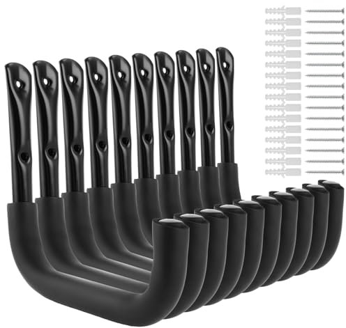 LDXDRU 10 Stück Wandhalterung Leiter Haken, 25 cm x 22 cm Wandhaken Garage Schwerlast Leiterhaken Schwerlasthaken Wand Robuste Raragenhaken Organizer für Leiter, Werkzeuge, Schlauch