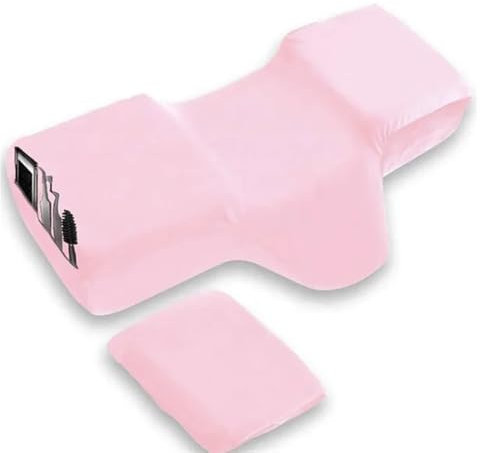 WJIAYAO Gebogene Wimpernbett Topper Wimpernmatratze und Bezug, Wave Memory Foam, Wimpernbett, Schönheitssalonmatratze, Wimpernschaum, Spa-Schönheitsbett, Gebogene Auflage(Pink Pillow)