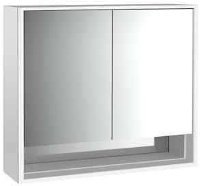 Emco loft Lichtspiegelschrank mit Unterfach, 800mm, 2 Türen, Aufputzmodell, Aluminium/weiß, 979806206, Ausführung: 2 Türen