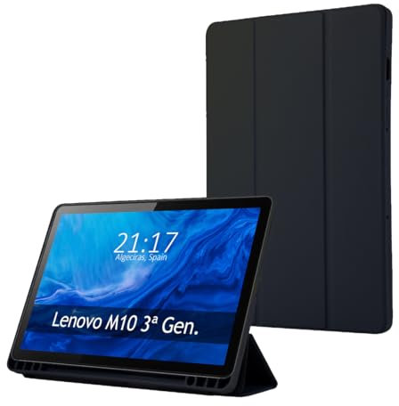 Tumundosmartphone Funda con Tapa Smart para Lenovo Tab M10 (3rd Gen) 10.1 Color Negra