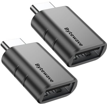 Bytewave USB-C to USB 3.0 Adapter, 2-Pack, OTG Male to Female Compatible with Compatible with MacBook Pro, MacBook Air, Apple, Samsung, Android, Microsoft, HP, Dell, Asus, Acer - Space Grey