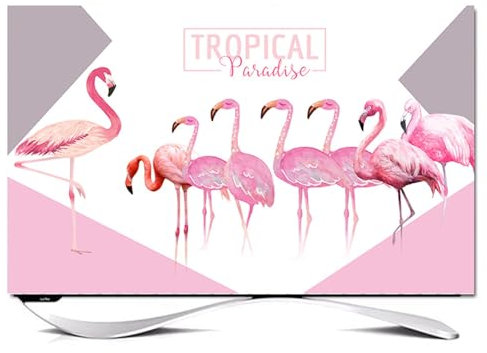 Hixingo Cubierta Antipolvo TV, Patrón Flamenco 3D Cubierta Antipolvo Television 32-80inch Funda para Televisor Elástico Universal Cubierta de TV Protector TV (40-43inch,Dibujo Animado)