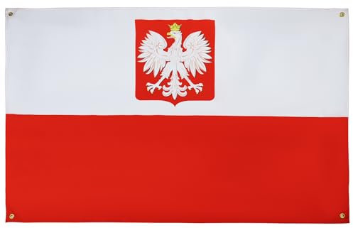 AZ FLAG Flagge Polen mit Adler, 150 x 90 cm, mit 4 Ösen, Polnischer Pavillon für Balkon oder Wand