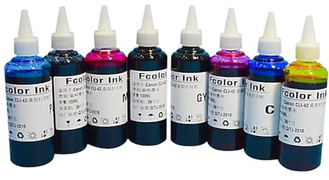 YNGFBFFJ 8pcs nachfüllbare Farbstofftinten-Set 800ml CLI 42 zur Verwendung mit Pro-100 A3-Drucker-Drucker, der mit CLI42-Tinte kompatibel ist