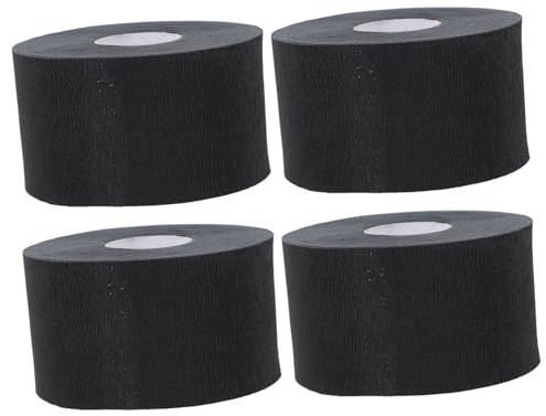 4 Rollen Einweg Nackenstreifenpapier aus Papier für Friseursalon | Schwarz, für Halsbereich Beim Haareschneiden, für Heimgebrauch, Praktische Packung
