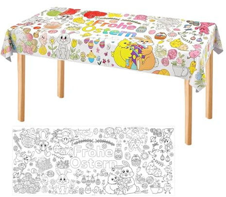 Papier-Tischdecke Ostern zum Ausmalen, 183 x 78 cm Ostern Basteln Kinder, Ostertischdecke, Tischdecke Zum Ausmalen, Ausmaltischdecke Easter Crafts for Kids, Bastelposter Für Spiele Und Aktivitäten