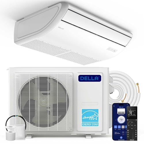 DELLA 18000 BTU Floor Ceiling Mini Split AC, 20.5 SEER2 Inverter System, Energy Star, Heat Pump, Cools Up to 1000 Sq. Ft, 230V, Work with Alexa and Wifi, Pre-Charged Condenser,16.4ft Installation Kit