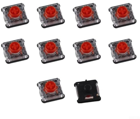Linear Tactile Mechanical Keyboard Switches, 10-Pack Low-Profile 15x15x5.3mm Silent Clicky Switches for Office and Gaming Use(Red)