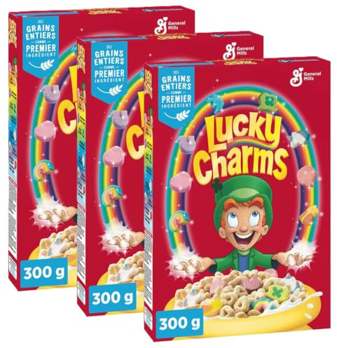Lucky Charms Frühstückscerealien 3er Set – Knusprige Cereals mit Marshmallows – 3×300 g