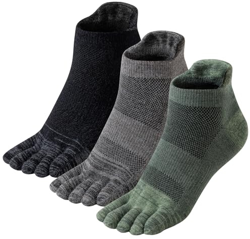 ORVYTHA Merino Wool Toe Ankle Hiking Socks Compression Support Breathable Thick Cushion No Show Socks for Women&Men 3 Pairs (UK, Alpha, L, Regular, Regular, DARK)