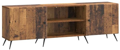mtlskopl Meuble TV Vintage en Bois d'Ingénierie, Banc TV de 150 cm de Longueur avec Portes et Pieds Métalliques, Buffet Télévision pour Salon au Design Bois Ancien